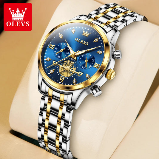 OLEVS 2897 Quartz Watch for Women Flywheel Design Diamonds Elegant Stainless steel Waterproof Chronograph Women's Watches NEW