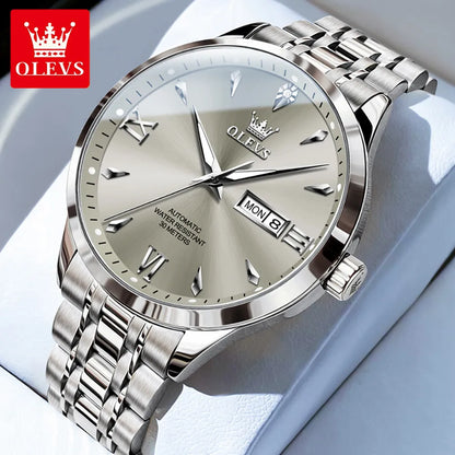 OLEVS Men Watches Top Brand Original Automatic Mechanical Watch for Man Waterproof Luminous Wristwatch Date Week Simple Fashion