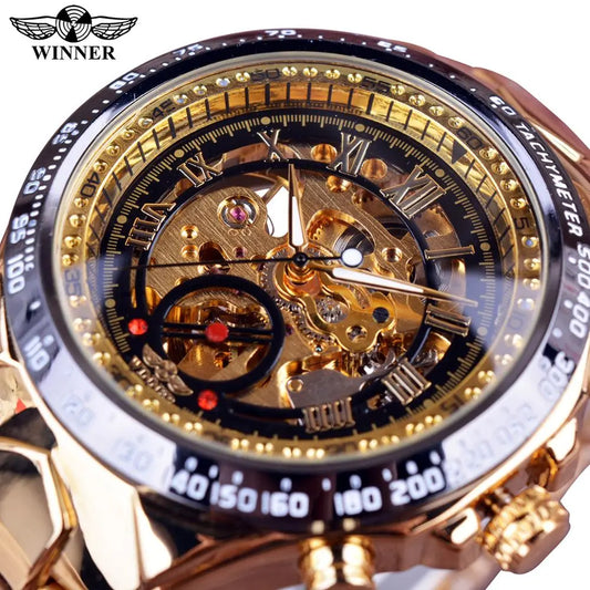 Winner Bezel Golden Montre Design Watches