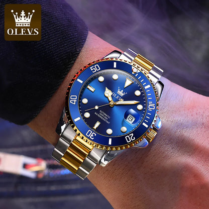 OLEVS Men Automatic Watch Luxury Diving Watch Waterproof Luminous Stainless steel Business Mechanical Watch for Men reloj hombre