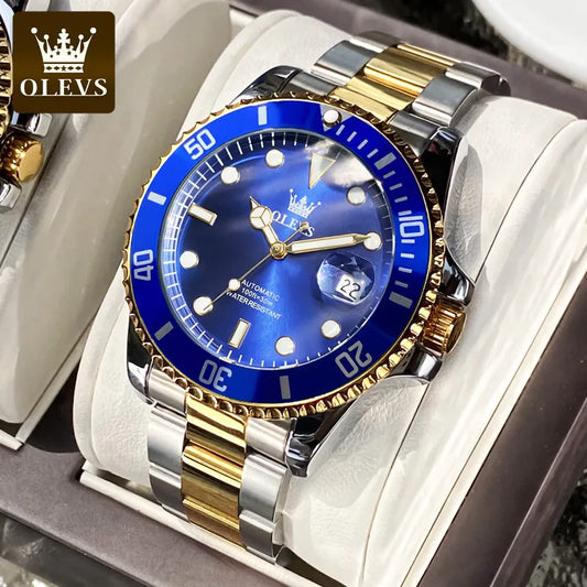 OLEVS Men Automatic Watch Luxury Diving Watch Waterproof Luminous Stainless steel Business Mechanical Watch for Men reloj hombre
