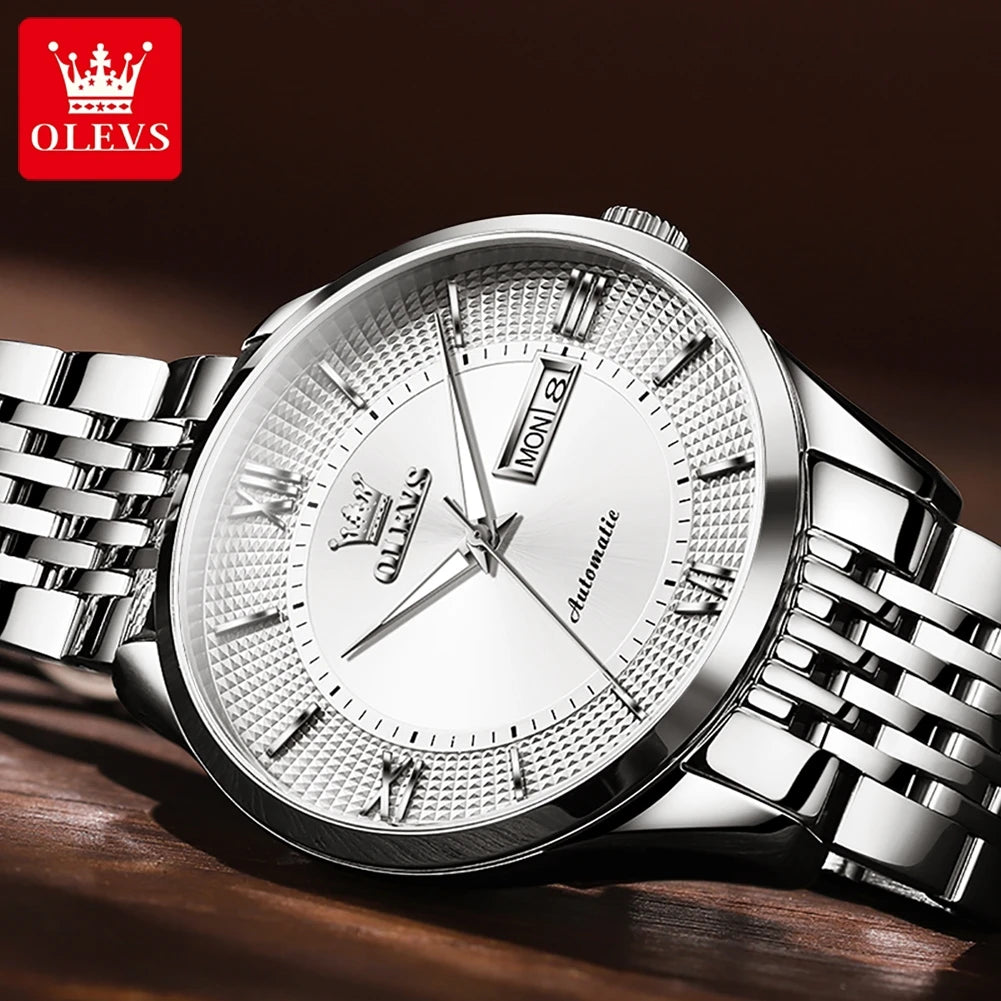 OLEVS Japan Movement Automatic Men's Watches 50M Waterproof Sapphire Crystal Mirror Luxury Brand Mechanical Men's Wristwatch