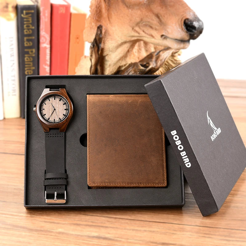 BOBO BIRD Watch and Wallet Set  Special Present Free Engraving