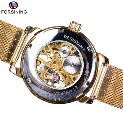 Forsining Mechanical and Transparent Case 3D Logo Engraving Watches