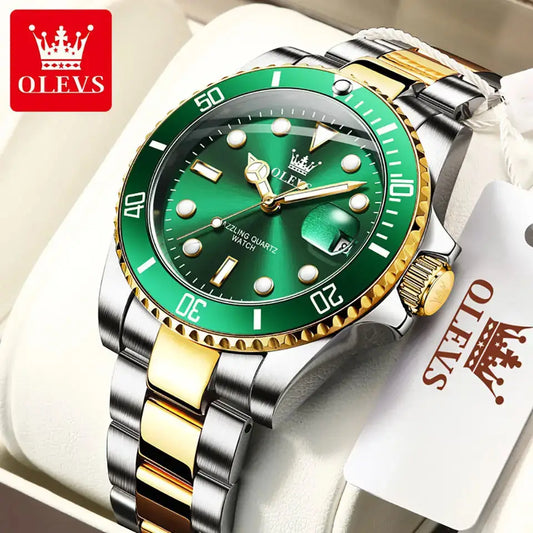 OLEVS Quartz Watch for Men Large Dial Luxury Stainless Steel Strap Waterproof HD Luminous Business Men's Wristwatch Reloj Hombre