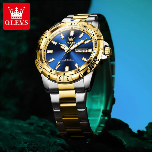 OLEVS 5560 New Fashion Original Quartz Watch For Men 42mm Big Dial Stainless Steel Luxury Man Watches Waterproof Hand Clock 2024